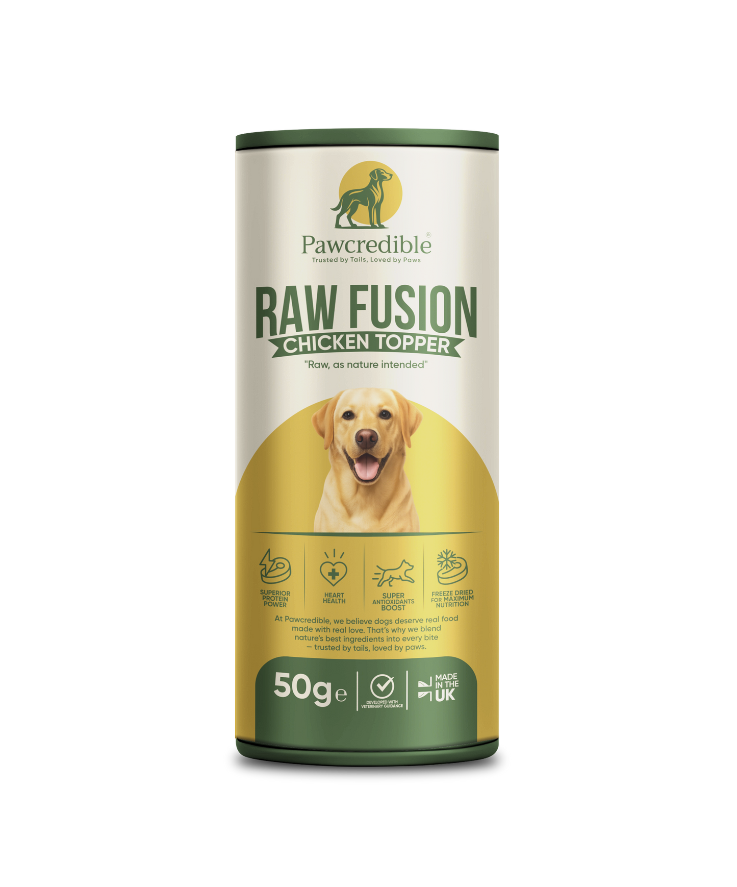 Pawcredible Raw Fusion Freeze-Dried Chicken Meal Topper for dogs 50g made in UK