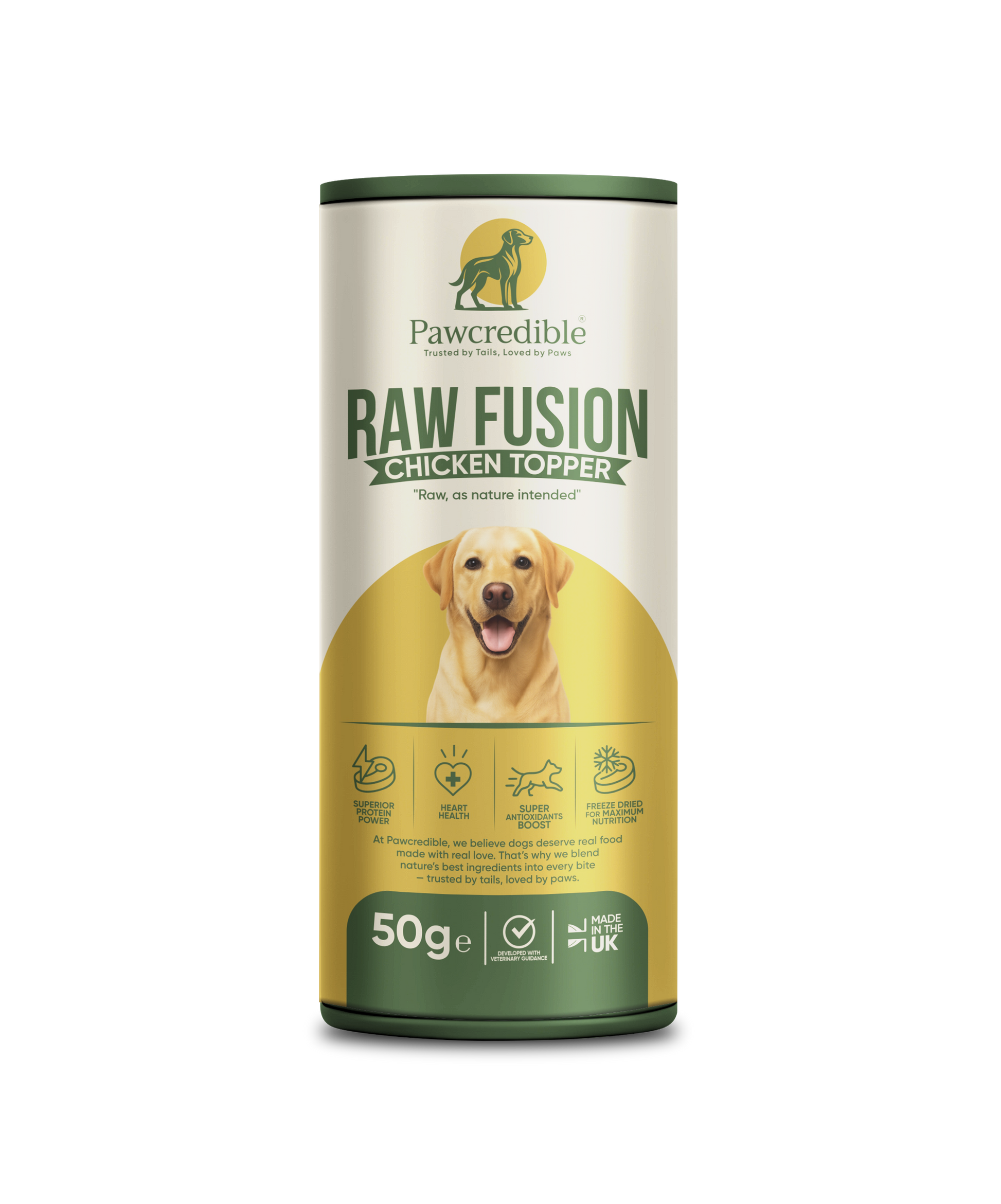 Pawcredible Raw Fusion Freeze-Dried Chicken Meal Topper for dogs 50g made in UK
