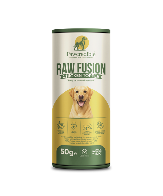 Pawcredible Raw Fusion Freeze-Dried Chicken Meal Topper for dogs 50g made in UK